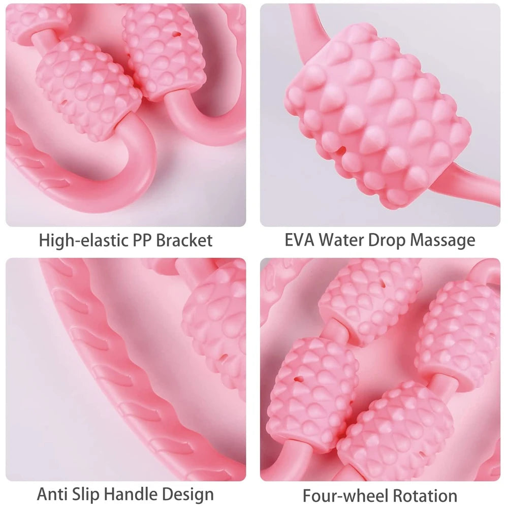 "360° Dual-Angle Deep Tissue Muscle Massage Roller – Manual Foam Massager for Legs, Neck, Arms, and Waist"