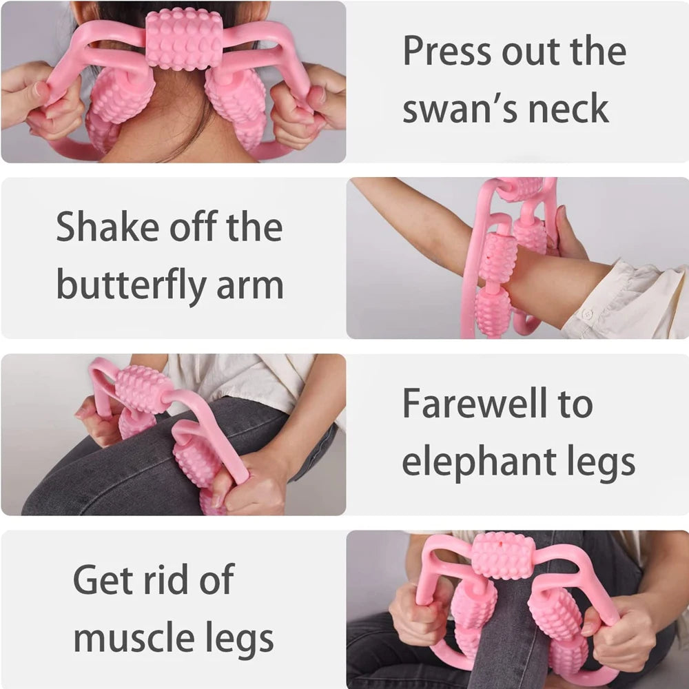 "360° Dual-Angle Deep Tissue Muscle Massage Roller – Manual Foam Massager for Legs, Neck, Arms, and Waist"