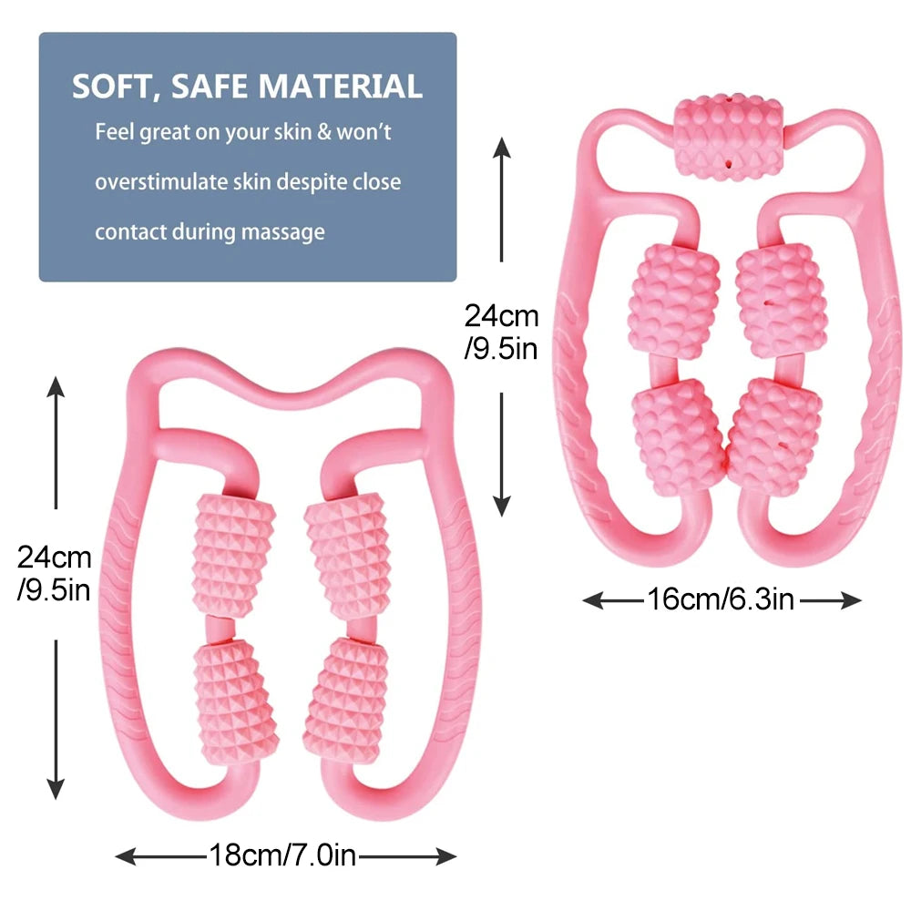 "360° Dual-Angle Deep Tissue Muscle Massage Roller – Manual Foam Massager for Legs, Neck, Arms, and Waist"