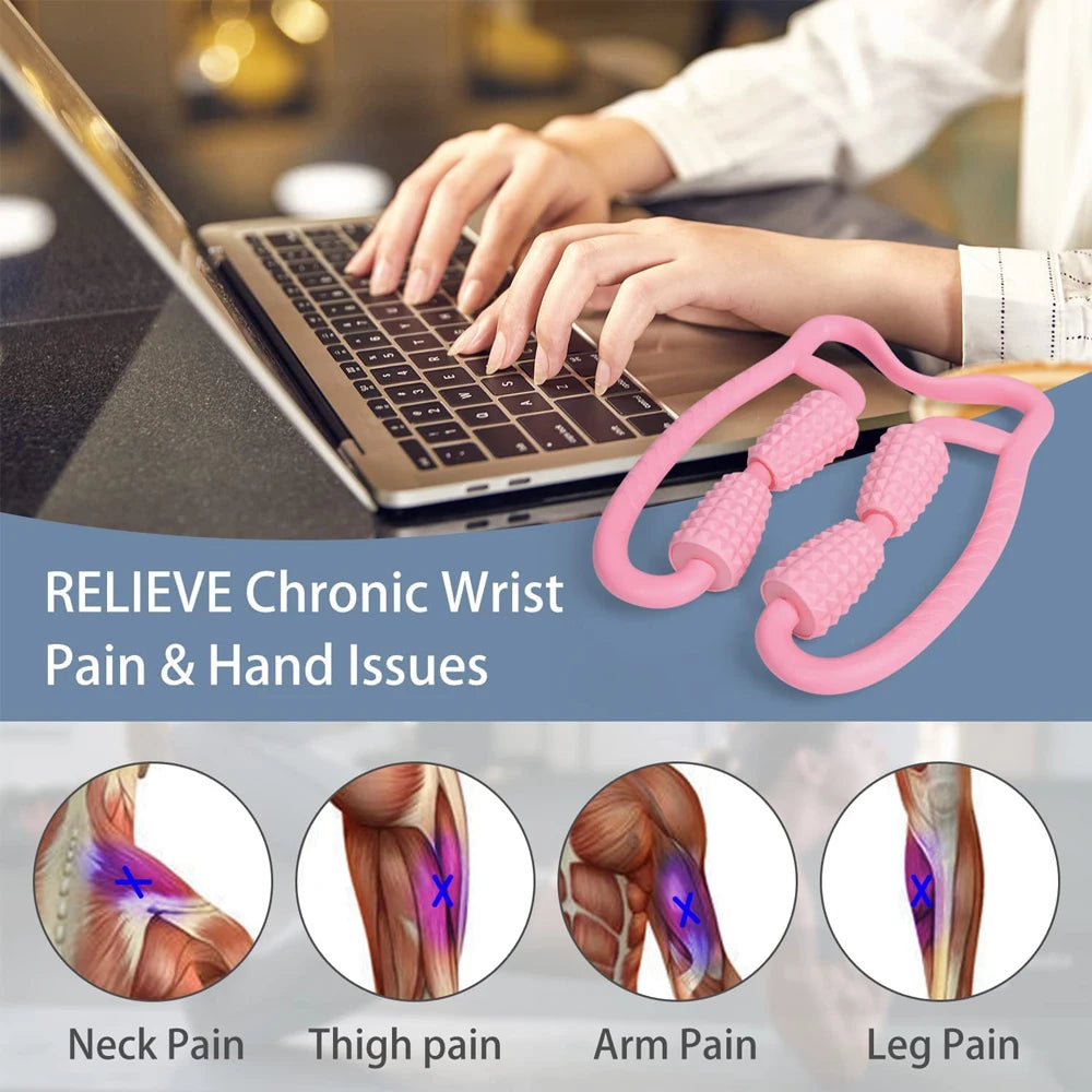 "360° Dual-Angle Deep Tissue Muscle Massage Roller – Manual Foam Massager for Legs, Neck, Arms, and Waist"